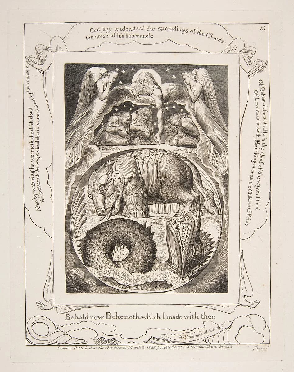 William Blake's 1825–26 engraving Behemoth and Leviathan