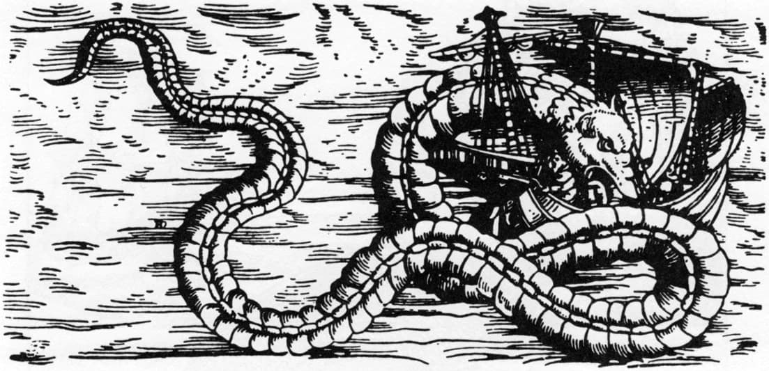 The Norwegian sea serpent in Olaus Magnus's 1555 History of the Northern Peoples